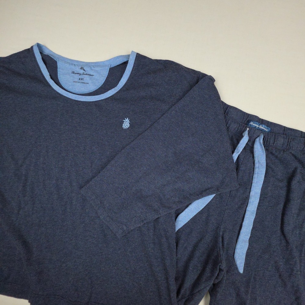 Tommy Bahama 2 Piece Pajama Set XXL Blue Pineapple Cotton Blend
